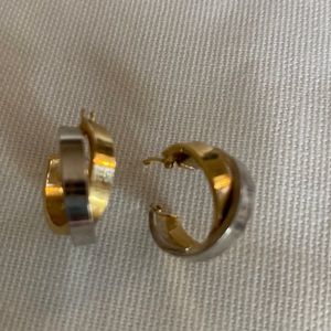 Earrings 14k white gold and yellow gold twisted hoops